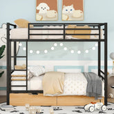 Bellemave® Full Size Metal Convertible Bunk Bed with 2 Drawers - Bellemave